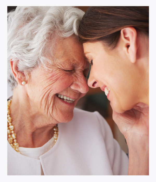 Senior client showing gratitude to care manager social worker